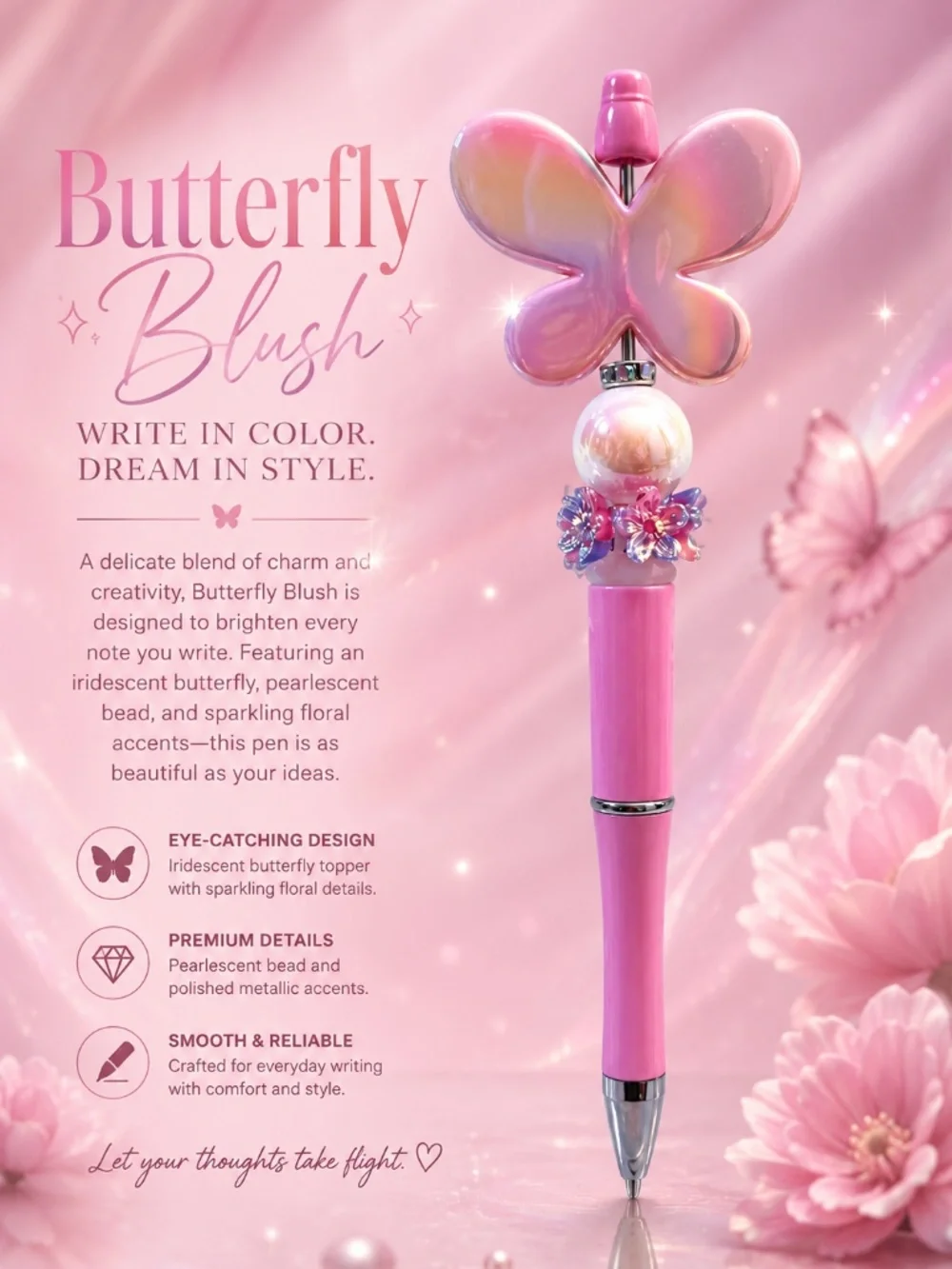 Butterfly Blush Bloom Pen
